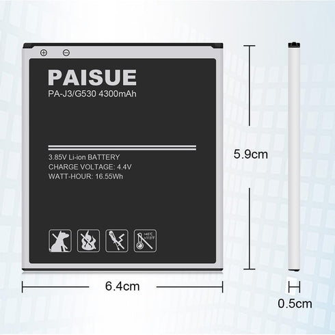 Galaxy J3 Battery, Upgraded 4300mAh EB-BG530CBU Li-ion Replacement Battery for Samsung Galaxy J3 Prime and More