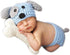 Newborn Baby Girl Boy Photo Props, Crochet Knitted Blue Dog Hat & Shorts Set for Photography Shoot (0-6 Months)