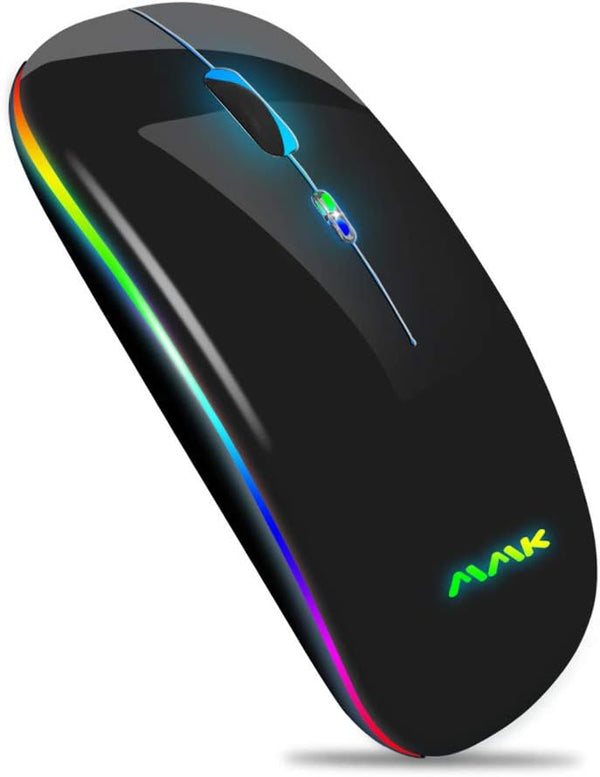 Wireless Bluetooth Mouse for Laptop, Rechargeable Mouse 2.4G USB Optical Wireless Mouse, LED Slim Dual Mode (Bluetooth