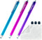 Bundle of 3-Pack Thin Tip High Precision Stylus Pens, 5.5" with Replaceable Tips and Microfiber Cloth (Purple, Hot