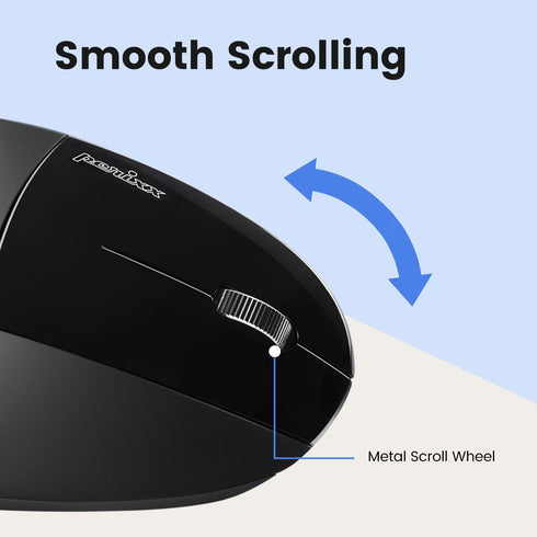 Perixx PERIMICE-813B Bluetooth Vertical Mouse, Wireless 3-in-1 Multi-Device Technology, Black, Right Handed with Carry
