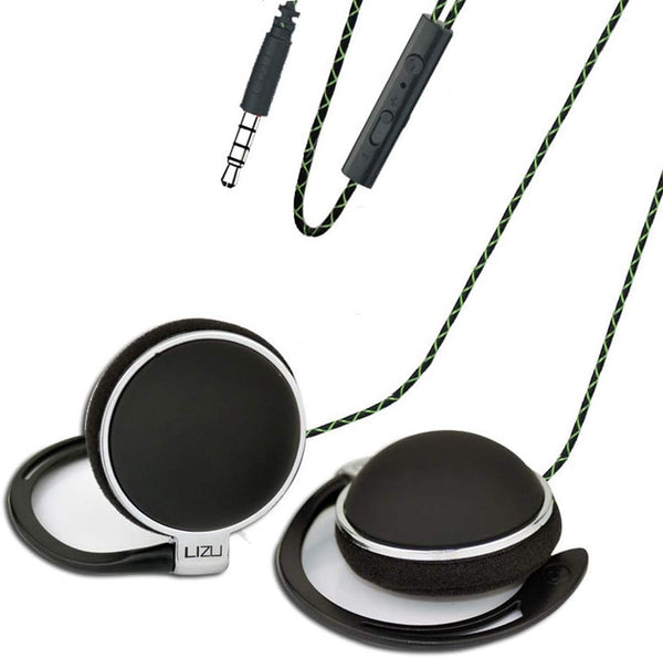 Portable Clip Type Earphones with Microphone & Call Controller, Compatible with 3.5mm iPhone & Android - Black.