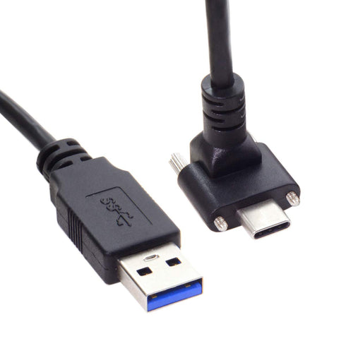 JSER Down Up Angled USB 3.1 Type-C Dual Screw Locking to Standard USB3.0 Data Cable 90 Degree for Camera