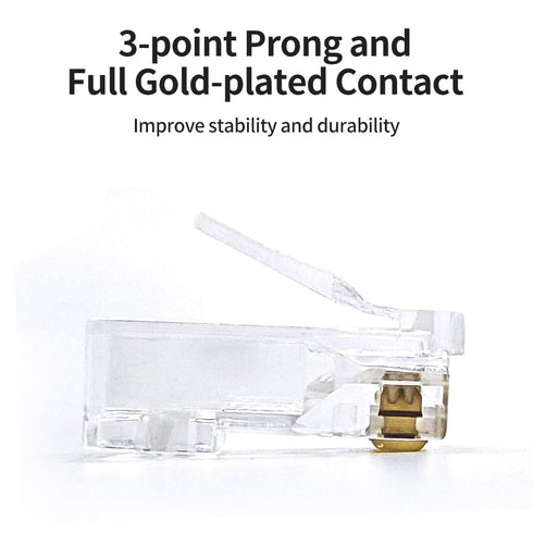 100 Pack RJ45 Connector - Cat 6 Pass Through Unshield Modular Crimp Network Plug for Cat6, Cat6e, Cat5