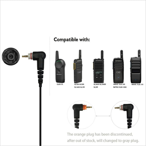 Motorola DLR110, SL300, SL8550e, SL1600, SL2600, SL3500E, SL7000E, TLK100 Ear Bud Headset with PTT Mic Earpiece