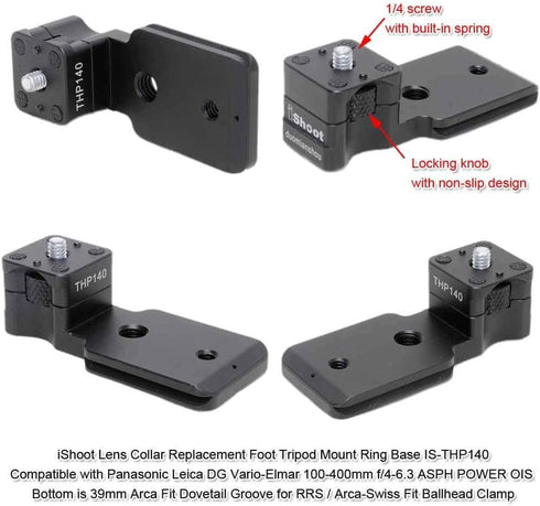 Lens Collar Stand Replacement Foot Tripod Mount Ring Base Compatible with Panasonic Leica DG Vario-Elmar 100-400mm f/4-6.3 ASPH Power OIS, Bottom Support Bracket Holder is Arca Fit Quick Release Plate