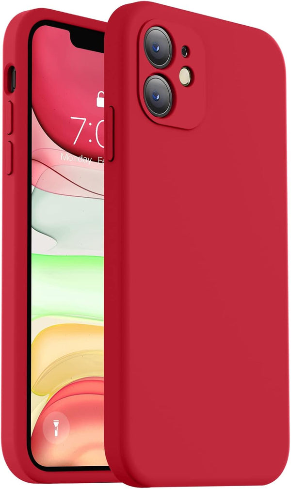 Vooii iPhone 11 Case - Upgraded Liquid Silicone, Square Edges, Camera Protection, Soft Microfiber Lining - Red 6.1"