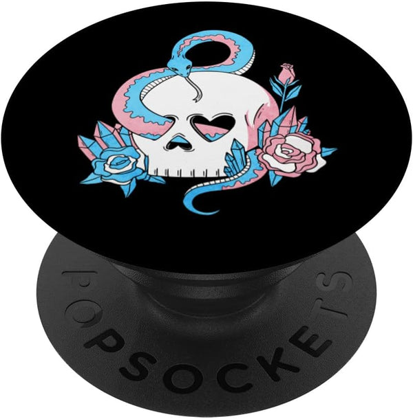 Trans Flag Skull Snakes Roses LGBTQ Pride PopSockets Standard PopGrip - Subtle Design