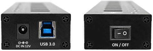 Vantec 10-Port USB 3.0 Hub, Aluminum, Full Powered, Mountable, with All Ports Data & Charging Up to 1.5A, BC 1.2,