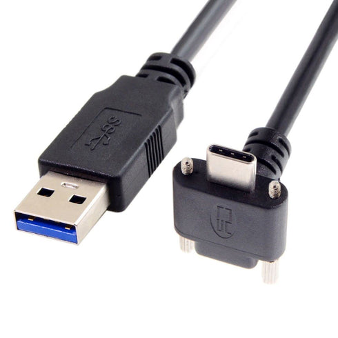 chenyang USB 3.0 to USB C 90 Degree Angled Data Cable with Panel Mount Screw for Industrial Camera - 5.0M