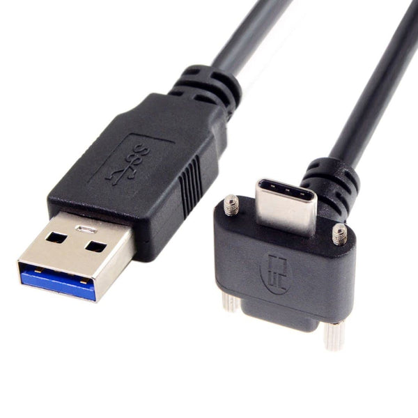 chenyang USB 3.0 to USB C 90 Degree Angled Data Cable with Panel Mount Screw for Industrial Camera - 5.0M