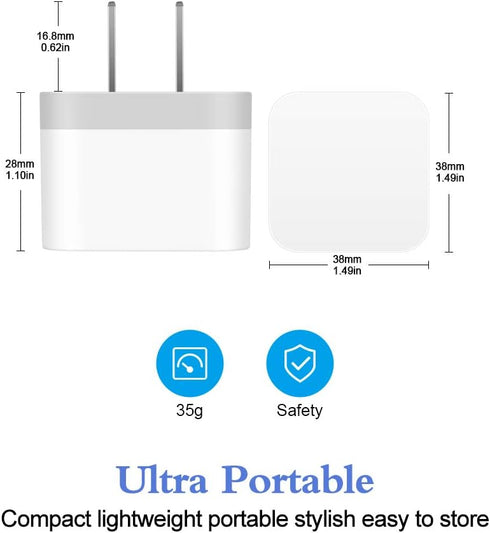 Dual USB Wall Charger, 2Pack 2.4A Fast Charger Block Adapter for iPhone 15 14 13 12 11 Pro Max, Samsung Galaxy