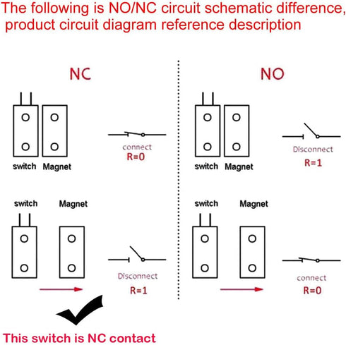 Rolling Door Contact Magnetic Reed Switch Alarm with 2 Wires for NC Applications MC-52