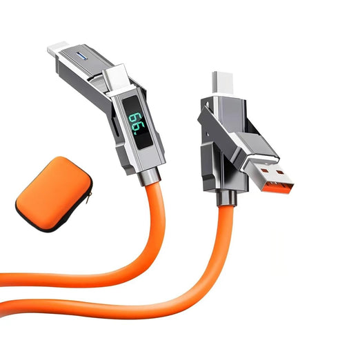 USB C to C Cable 5ft Chubby Silicone 4 in 1 Charging Cable with LED Display for iPhone 15, Samsung S24