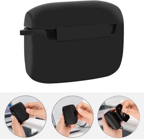 Geekria Silicone Case Cover for Jabra Elite Active 65t Earbuds, Protective Skin Cover with Keychain Hook