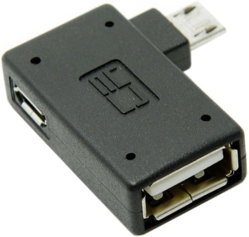 chenyang Micro USB OTG Power Adapter, 2 in 1 Micro USB Male to USB 2.0 Female, 90 Degree Right Angled Connector
