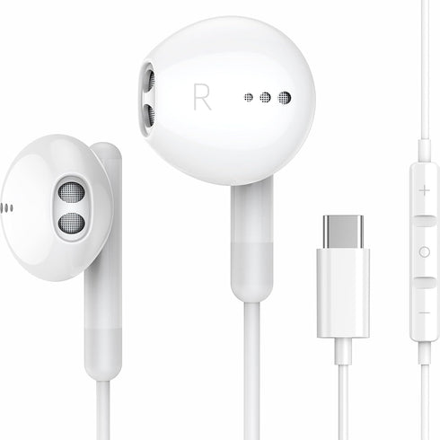 USB C Headphones for iPhone 15 Pro Max - USB C Earphones with Microphone, Wired Earbuds for Google Pixel, Samsung