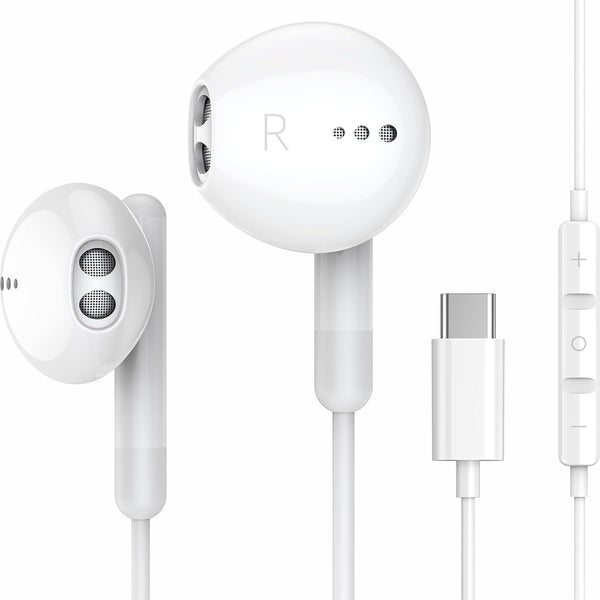 USB C Headphones for iPhone 15 Pro Max - USB C Earphones with Microphone, Wired Earbuds for Google Pixel, Samsung