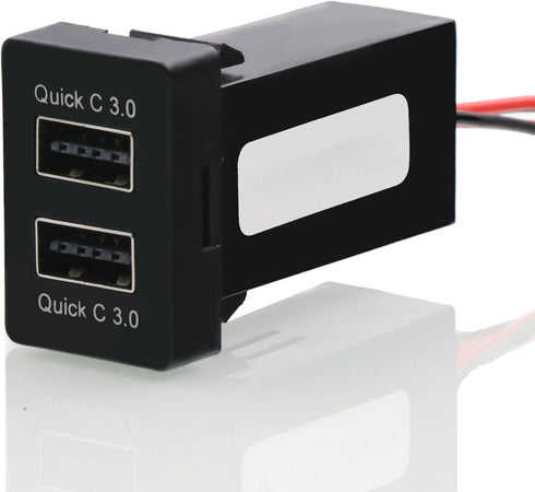 QC3.0 Dual USB Power Socket - Quick Charge Car Charger Adapter for Smart Devices, Compatible with Toyota