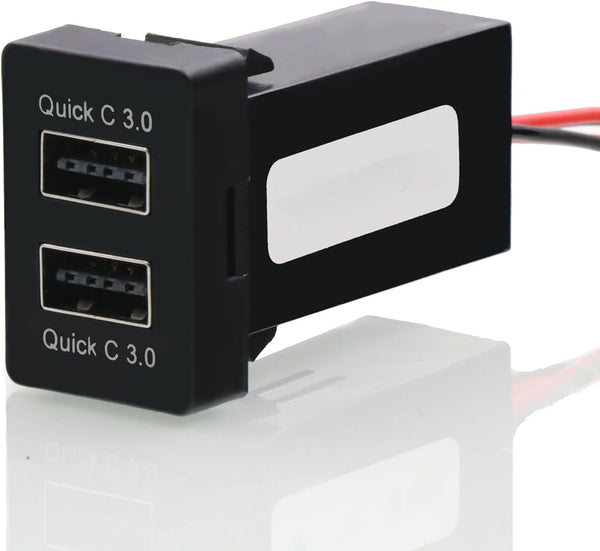 QC3.0 Dual USB Power Socket - Quick Charge Car Charger Adapter for Smart Devices, Compatible with Toyota