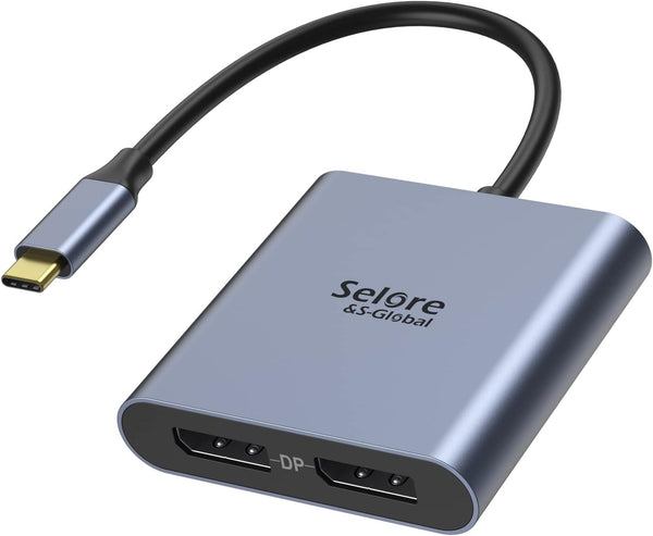 USB-C to Dual 4K DisplayPort Splitter Adapter, USB Type C to Displayport Dual Monitor Converter 4K 60HZ