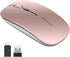 Uciefy Q5 Slim Rechargeable Wireless Mouse, 2.4G Portable Optical Silent Mouse with USB Receiver (Rose Gold)