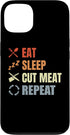 Funny Meat Person Graphic Tees for Adults Eat Sleep Cut Meat Repeat Omnivore Carnivore Case for iPhone 13