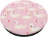 Cute Swans White with Feathers and Crowns Pattern on Pink PopSockets PopGrip for Phones & Tablets