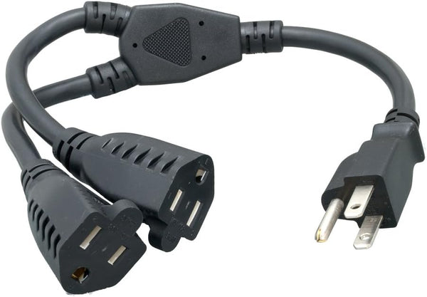 Power Cord Extension and Splitter, NEMA 5-15P to NEMA 5-15R x 2, 16 AWG, 13A, 125V (ZWACPQAG-14)
