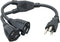 Power Cord Extension and Splitter, NEMA 5-15P to NEMA 5-15R x 2, 16 AWG, 13A, 125V (ZWACPQAG-14)