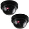 C CRYSTAL LEMON Dummy Security Camera, Set of 2 Mini Fake Cameras, Battery-Operated with Red Light