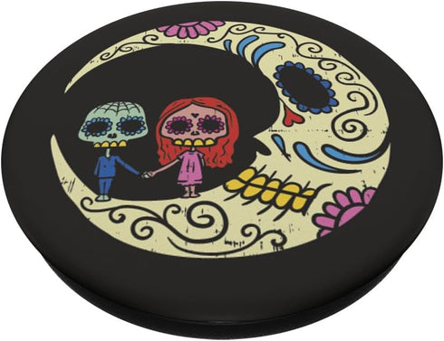 Sugar Skull Couple Floral Moon Mexican Day Of The Dead Gift PopSockets Standard PopGrip