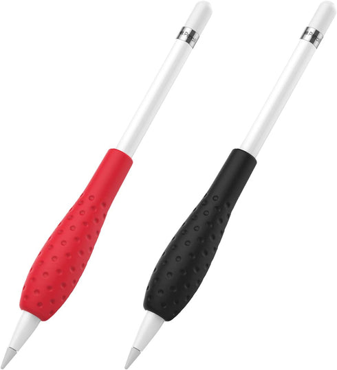 MoKo 2 Pack Silicone Grip Holder for Apple Pencil 1st/2nd Generation, Protective Sleeve Cover, Black & Red