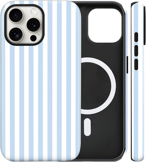flewfun Magnetic for iPhone 13/14 Case Cute Stripes Phone Case, Shockproof Slim TPU