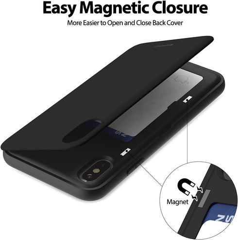 GOOSPERY Magnetic Secure Bumper Case for iPhone Xs Max, Card Holder Wallet, Protective Dual Layer, Black
