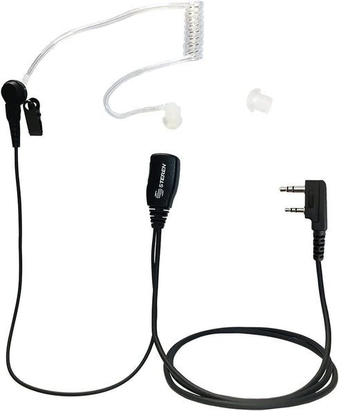 1.5-Wire Security & Surveillance Clear Acoustic Tube Earpiece Headset with PTT Button Mic for Kenwood, Baofeng &