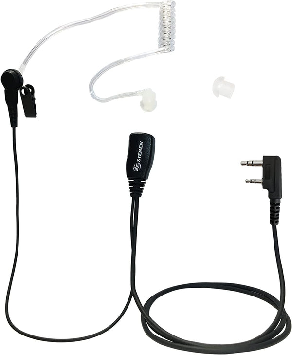 1.5-Wire Security & Surveillance Clear Acoustic Tube Earpiece Headset with PTT Button Mic for Kenwood, Baofeng &