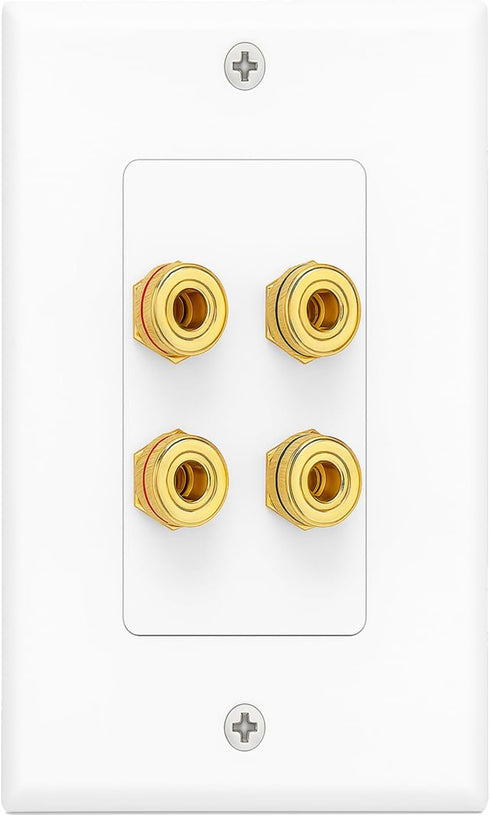 2 Setup DIYTECH Speaker Wall Plate, Home Theater Wall Plate, Gold Plated Binding Posts, for Home Theater