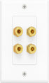 2 Setup DIYTECH Speaker Wall Plate, Home Theater Wall Plate, Gold Plated Binding Posts, for Home Theater