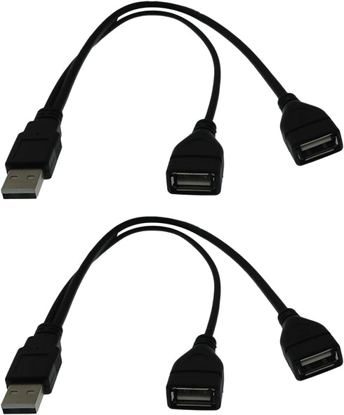 YTgilo 2PCS USB One to Two Car Splitter Female Adapter Cable 30CM Charging