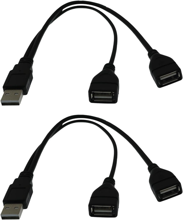 YTgilo 2PCS USB One to Two Car Splitter Female Adapter Cable 30CM Charging