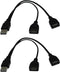 YTgilo 2PCS USB One to Two Car Splitter Female Adapter Cable 30CM Charging