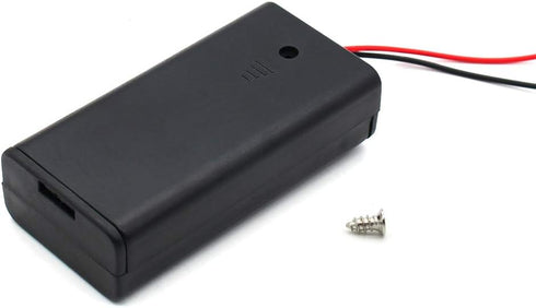 2 AA Battery Holder with Leads, ON/Off Switch, Screw Cap Case, 2 Slots x 1.5V 3 Volt (4-Pack)