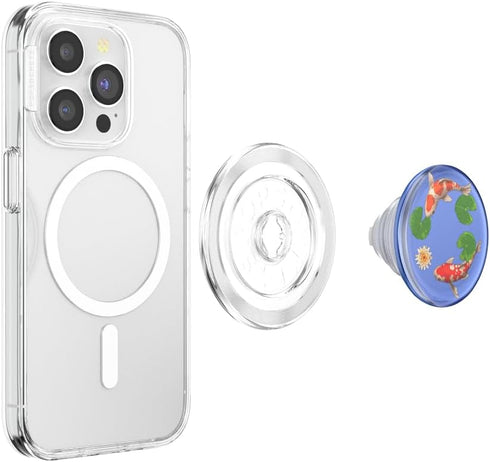 PopSockets Phone Grip Compatible with MagSafe, Phone Holder - Koi Pond, Wireless Charging Compatible