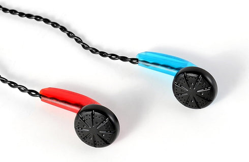 Wired Earphone Snow-Lotus, 1.0 in Ear Earphones, 64 Ohm Clear Sound, HD Bass Driven Audio, 3.5mm Headset (Blue&Red)