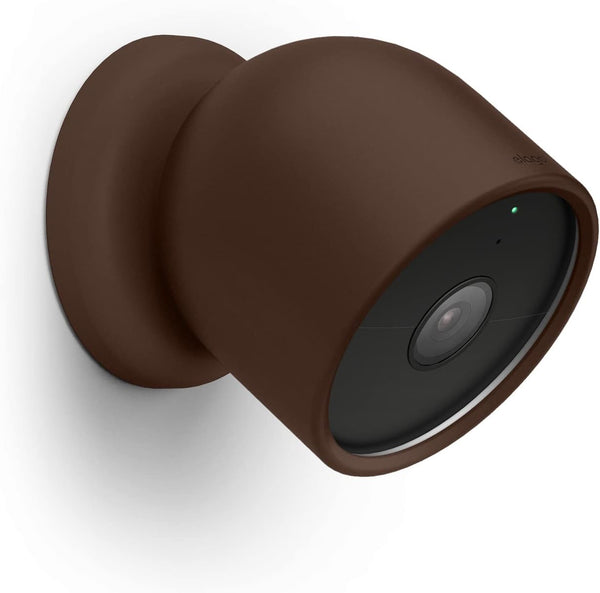 elago Silicone Cover for Google Nest Cam Outdoor/Indoor (Battery), Magnetic Mount Cover Included, Dark Brown