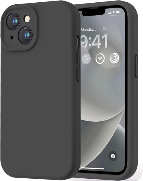 LOVE 3000 iPhone 14 Case, Black Premium Silicone Shockproof with Soft Anti-Scratch Microfiber Lining for 6.1"