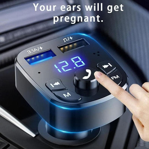 FM Bluetooth Transmitter for Car - Wireless Bluetooth Audio Adapter, Handsfree Calling, Dual USB Ports Quick Charger