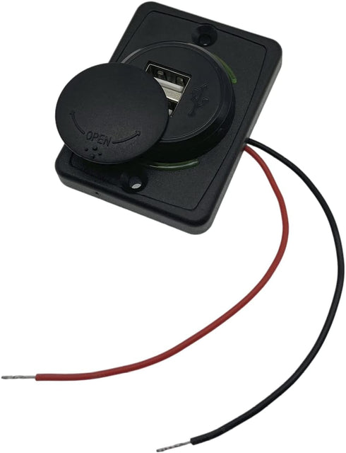 Car 12V RV USB Charger, Quick Charger 3.0 Wall Mount USB Charging Station with Green Indicator Light and Cap