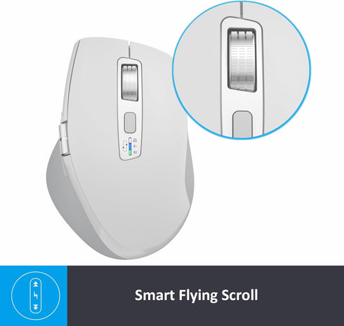 Wireless Bluetooth Mouse with Smart Flying Scroll, Ergonomic Mice, Silent Multi-Device Mouse for Computer, White
